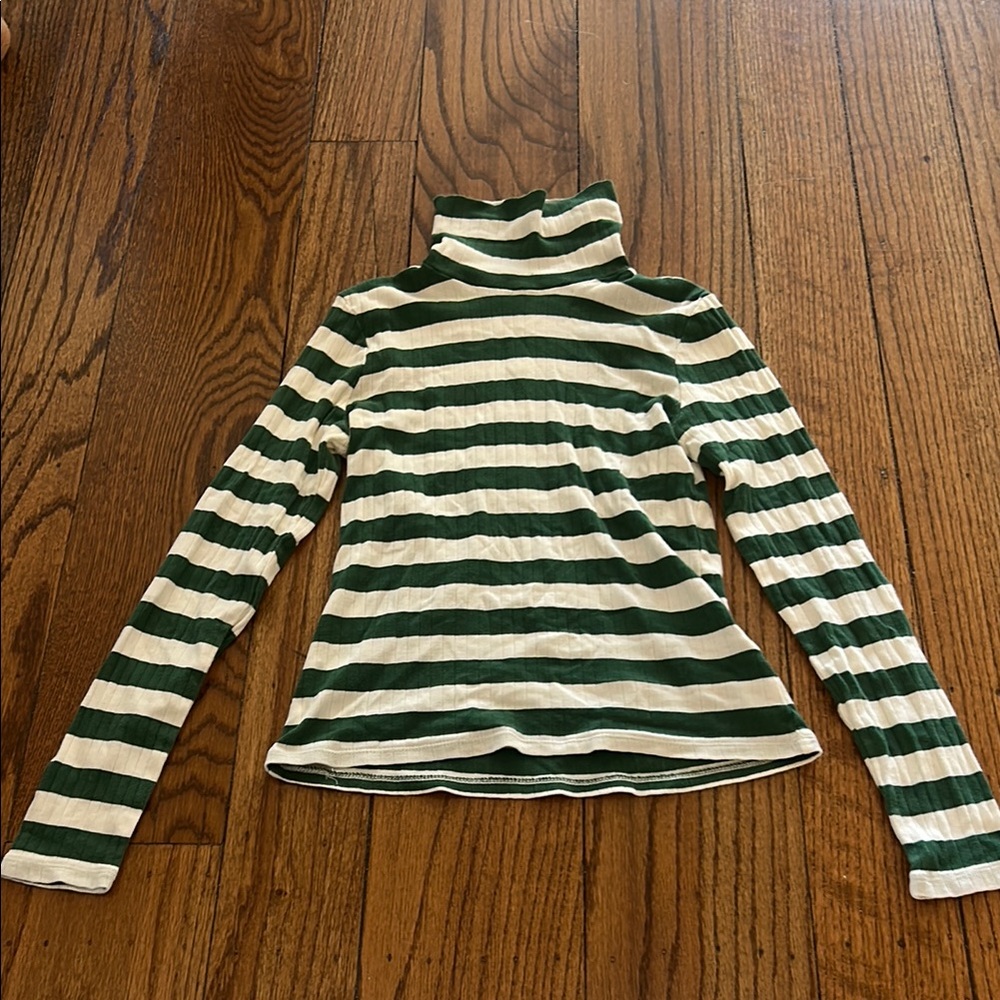 Boden Green and White Striped Sweater